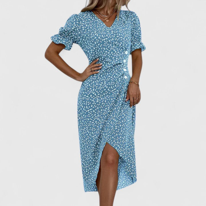 LEILA – BLOOMING CHARM WRAP DRESS