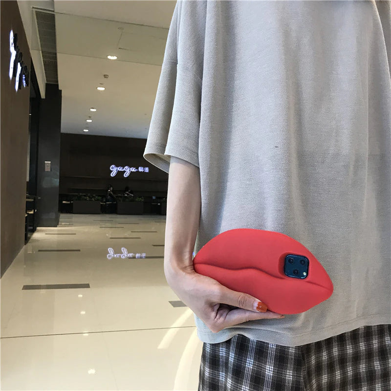 Azura | 3D Big Red Lip Mouth Kiss Soft Silicone Shoulder Iphone Cases