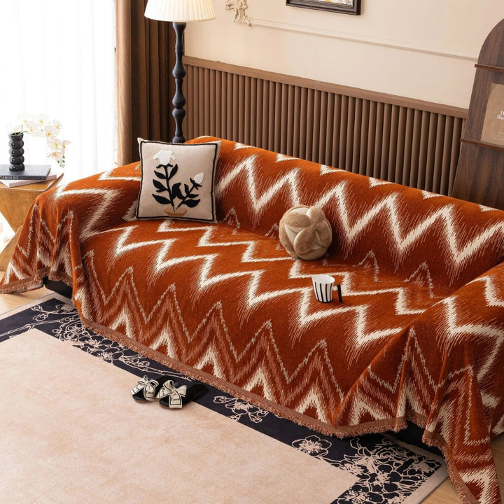 BowLift | Ochre Streak Textured Sofa Cover