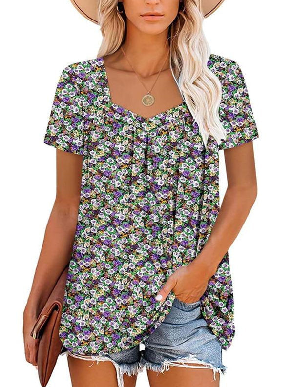 VICKY | COSY TOP WITH SHORT SLEEVES & PRINT