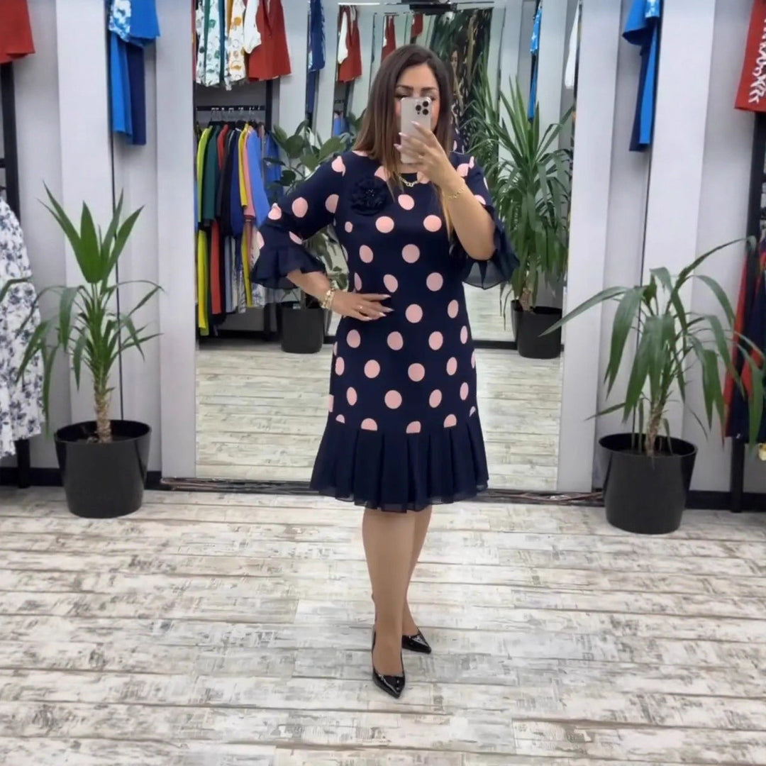 Palerine™ | Pleated Polka Dot Dress