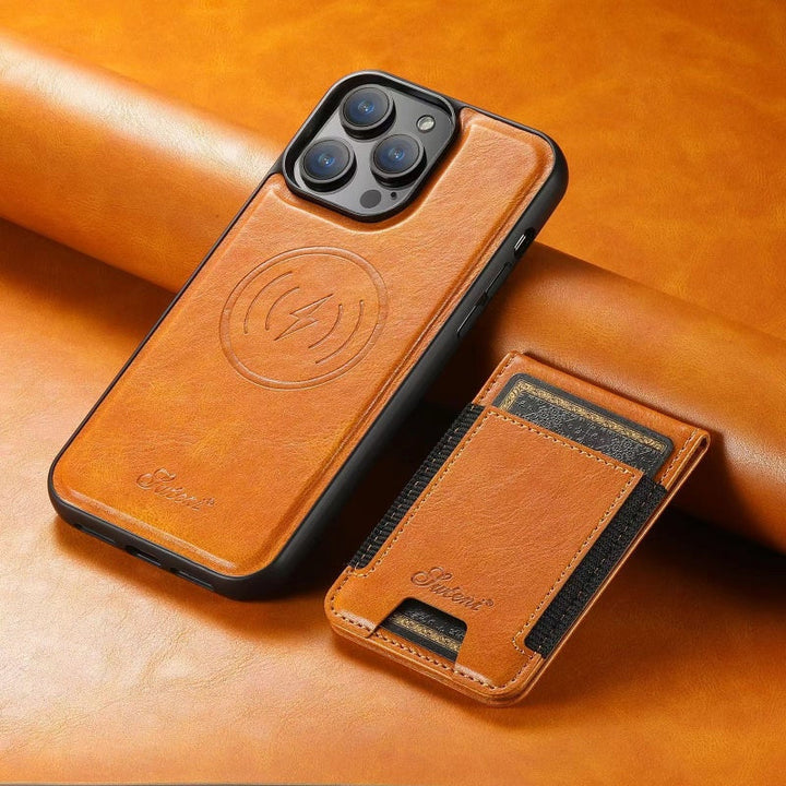 LuxCase Leather Phone Case with Card Slot and Stand – Compatible with iPhone | Azura