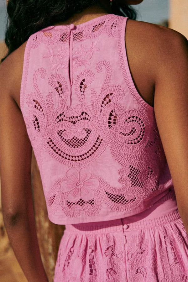 Moise Pink Lace Set