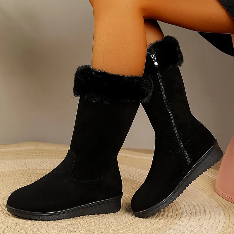 Margaery - Elegant Mid-Calf Boot With Side Zipper
