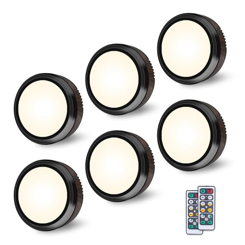 Azura | Leastyle Remote Control Led Puck Light, dimmable battery-operated Under Cabinet Light - 6 Pack Natural White
