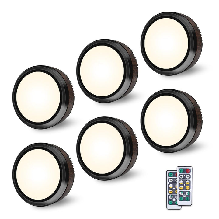 Azura | Leastyle Remote Control Led Puck Light, dimmable battery-operated Under Cabinet Light - 6 Pack Natural White