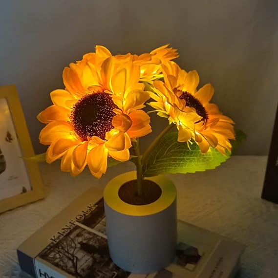 BowLift | LED Sunflower Table Lamp - Decorative Lighting Fixture for Home Decor & Nightstand Use