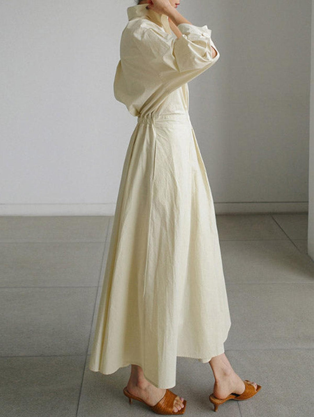 Elsie™ Elegant Button Lapel Midi Dress
