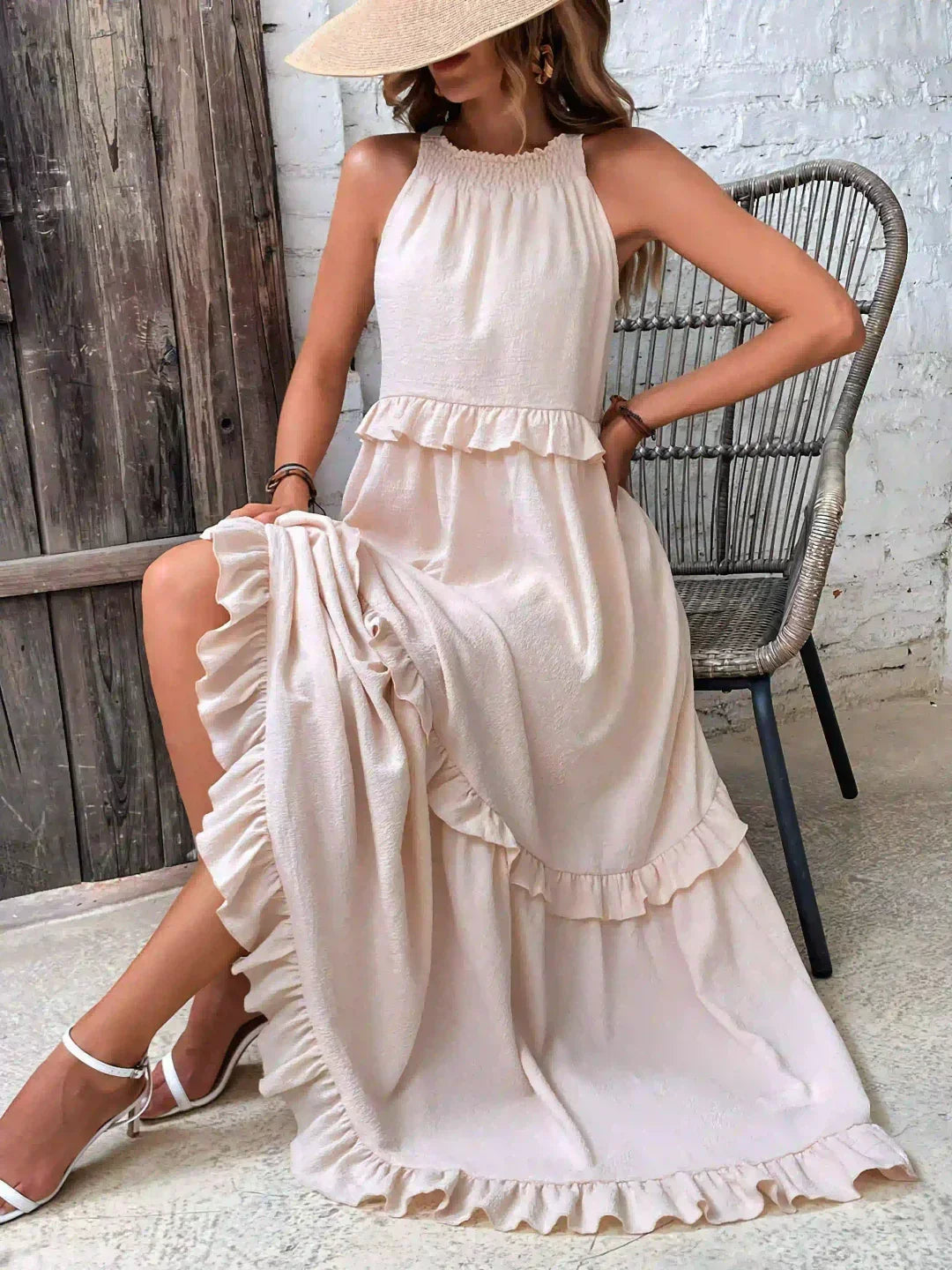 Landry - Chic Ruffle Trim Sleeveless Dress
