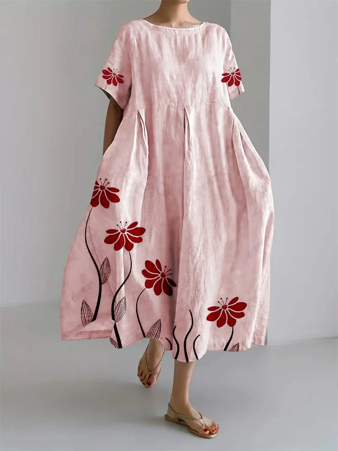 Zinnia - Relaxed Nature-Inspired Botanical Print Dress