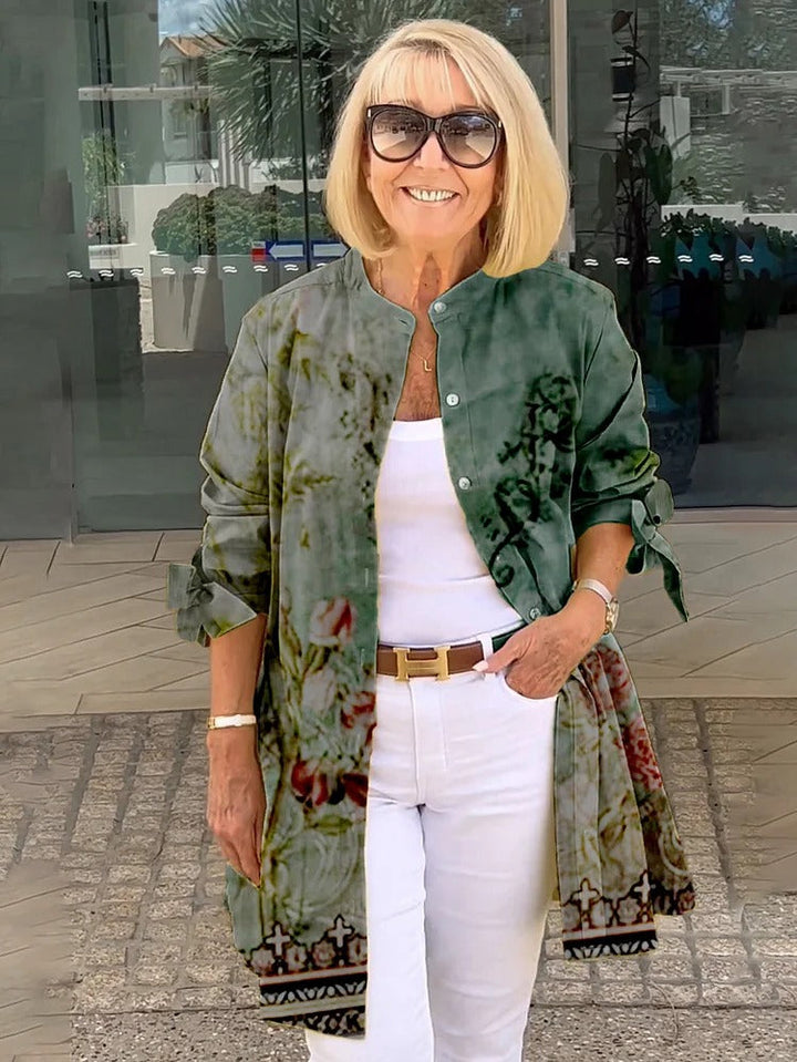 LINDA – ELEGANT FLORAL BUTTON SHIRT