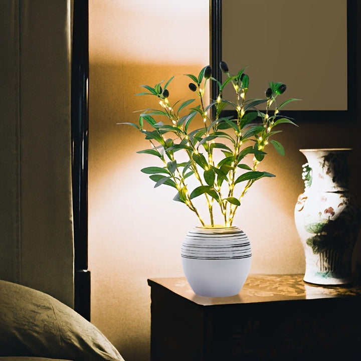 BowLift | Illuminated Olive Tree LED Lamp – Modern Decor for Festive Occasions, Weddings, Birthdays, and Party Atmosphere, Ideal for Dining Table, Cabinet, or Café Decor
