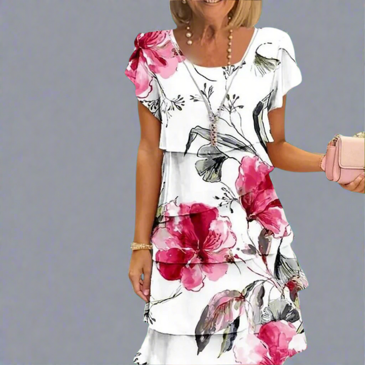 Sable | Floral Print Tiered Pleated Dress
