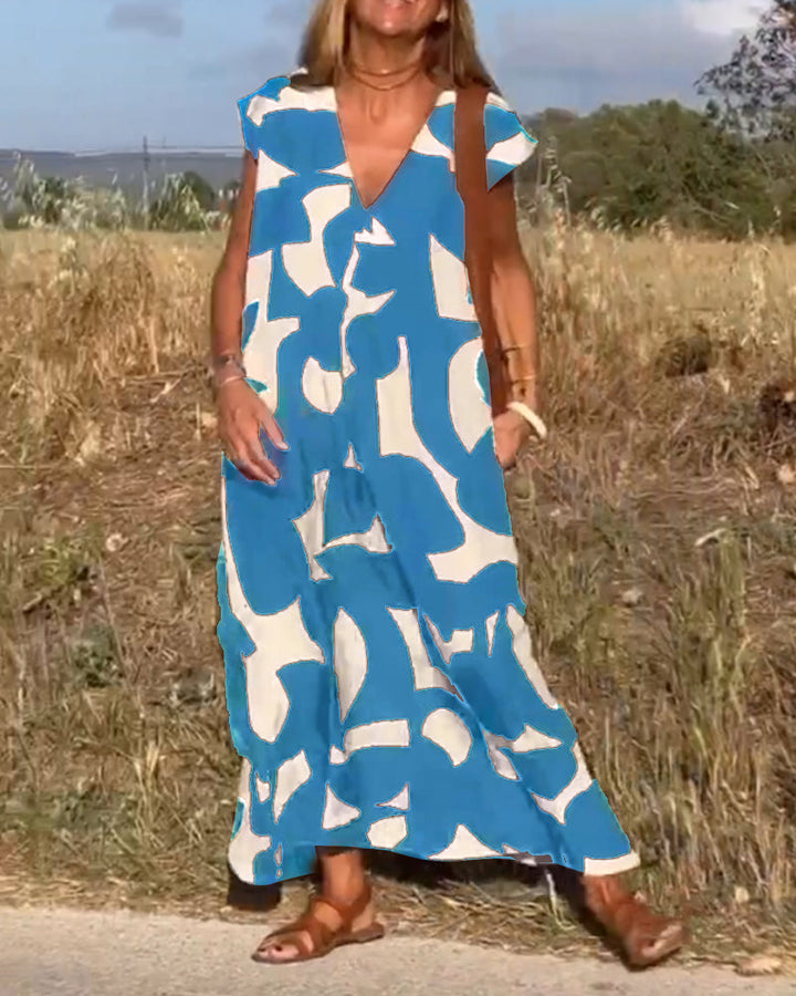 Sarinya - Printed Dress With V-Neck