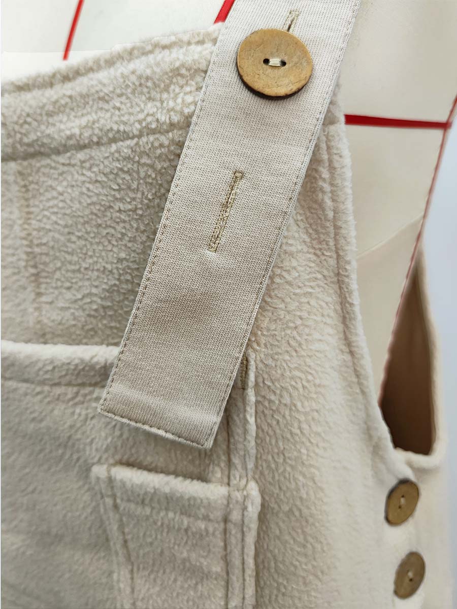 Fleece Dungarees for Women with Coconut Shell Buttons