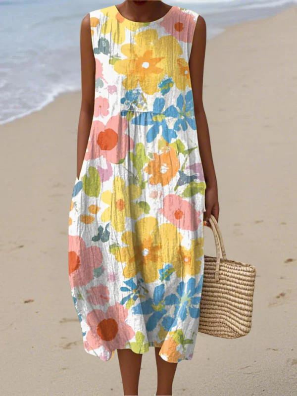 Ella | Midi Dress in Pastel Flowers