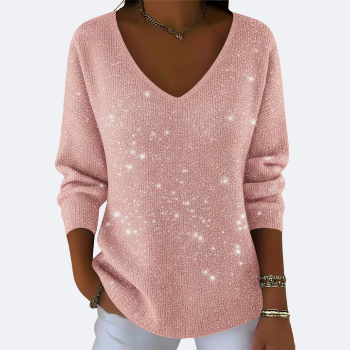 GIULIA - Elegant V-Neck Sweater with Glitter