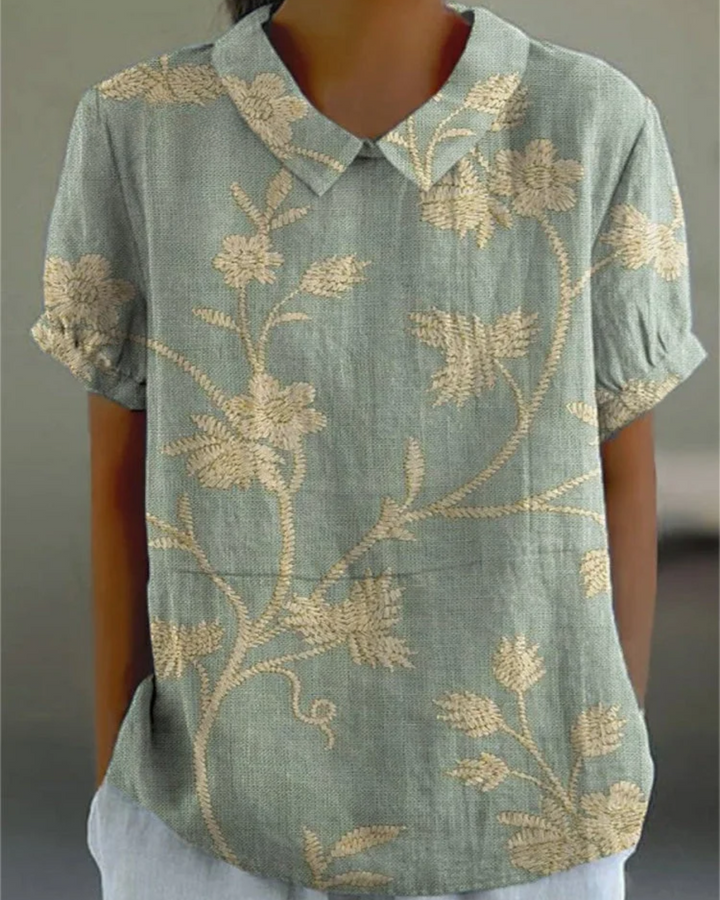 Beatrix | Retro Floral Cotton-Linen Shirt