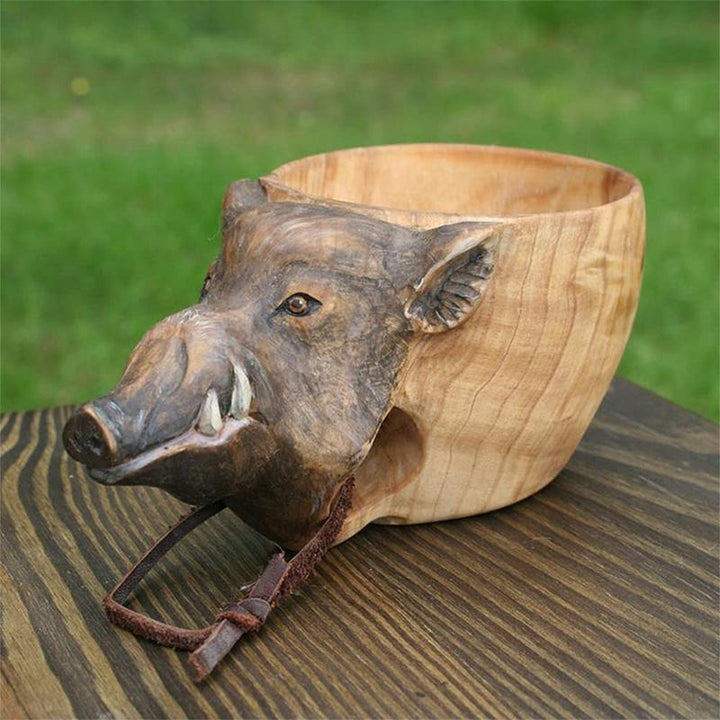 BowLift | Hand-carved Animal Head Wooden Cup