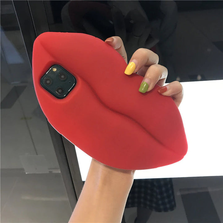 Azura | 3D Big Red Lip Mouth Kiss Soft Silicone Shoulder Iphone Cases