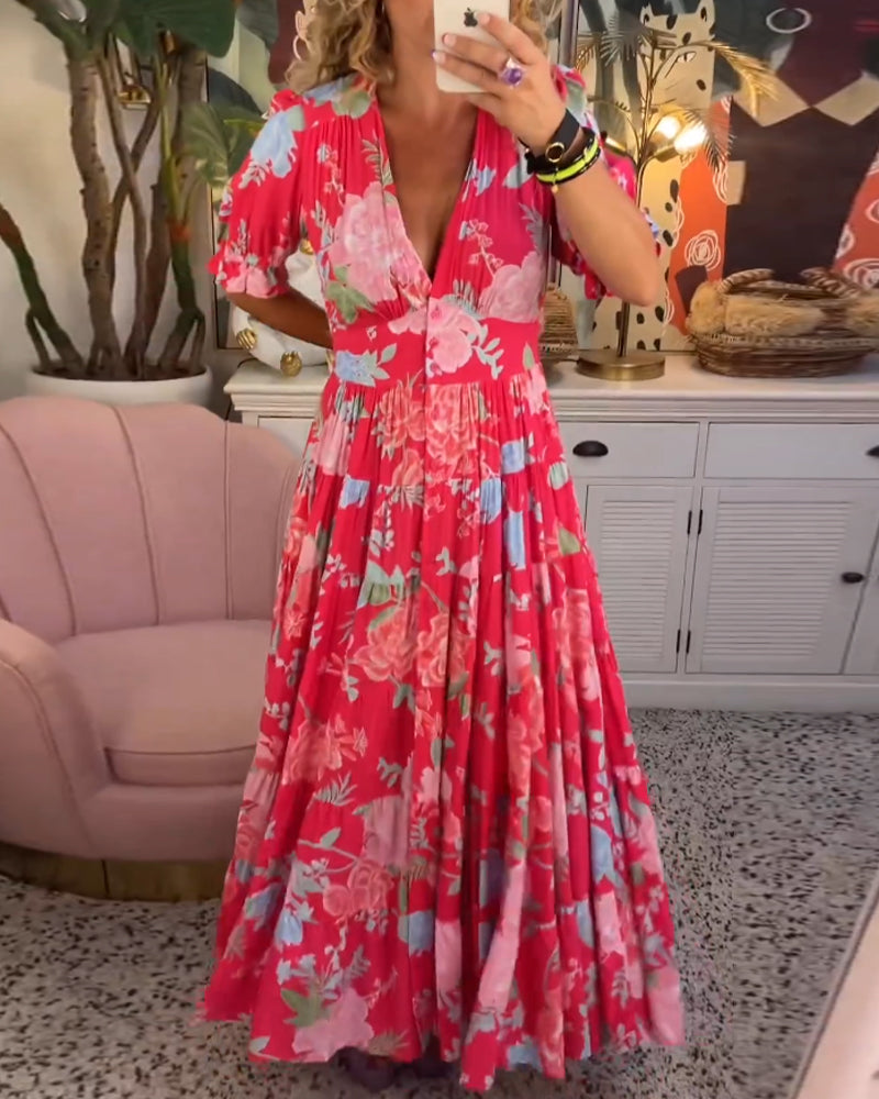 Catrisa ~ V-Neck Floral Pocket Dress