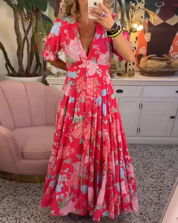 Catrisa ~ V-Neck Floral Pocket Dress