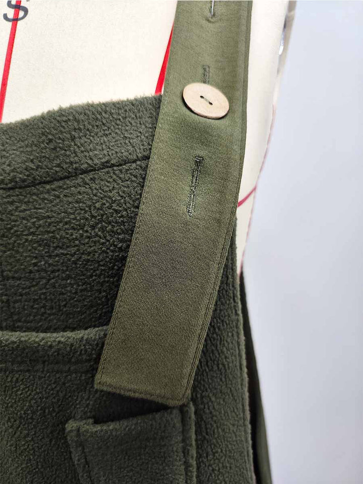 Fleece Dungarees for Women with Coconut Shell Buttons