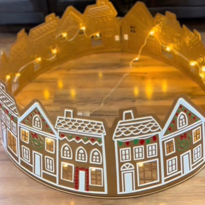 Azura | LED Gingerbread House Christmas Tree Collar Tree Skirt