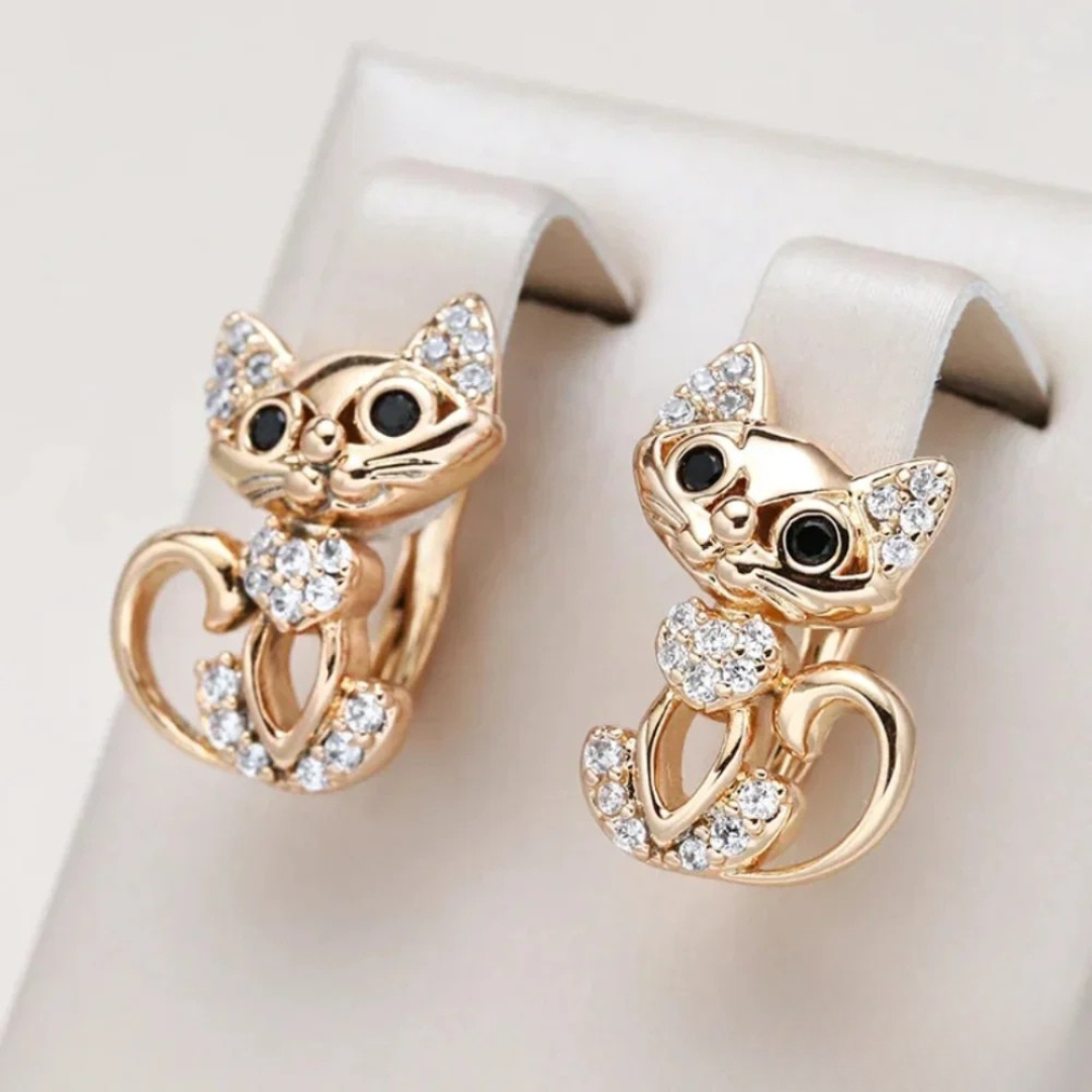 Elegant Cat Zirconia Earrings