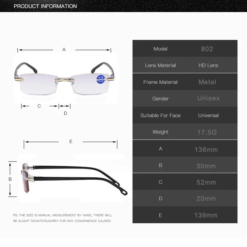 Azura | Progressive reading glasses with high hardness and anti-blue light filter for distance and near viewing