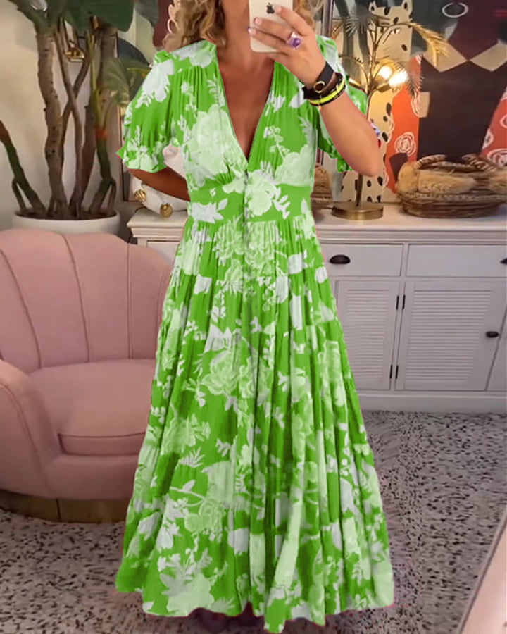 Catrisa ~ V-Neck Floral Pocket Dress