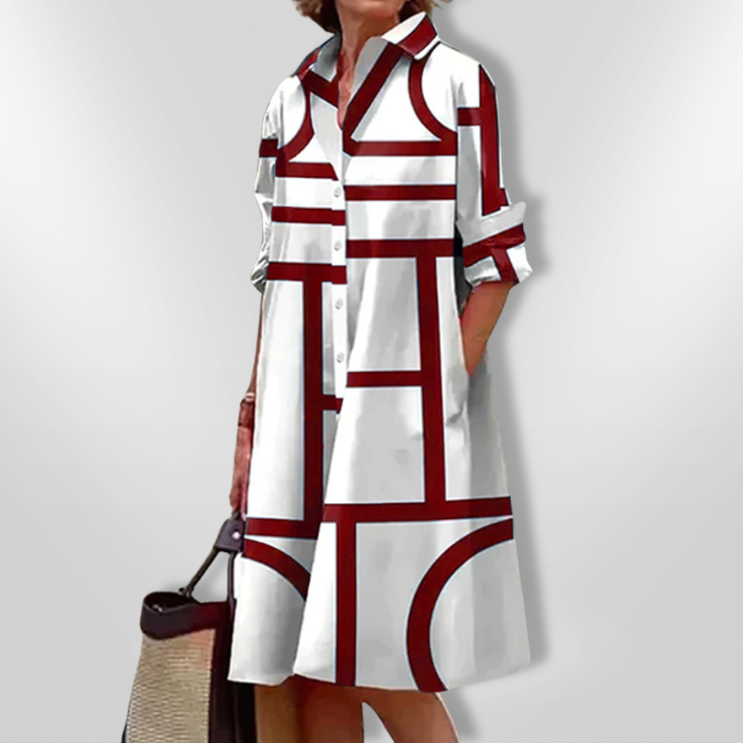Helena | Midi Dress with Geometric Pattern