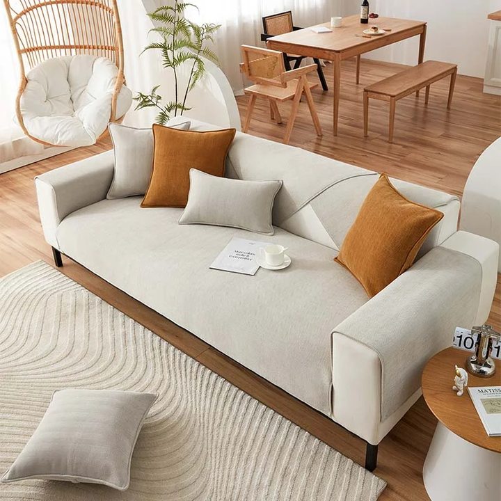 Herringbone Chenille Fabric Furniture Protector Sofa Cover | Bowlift
