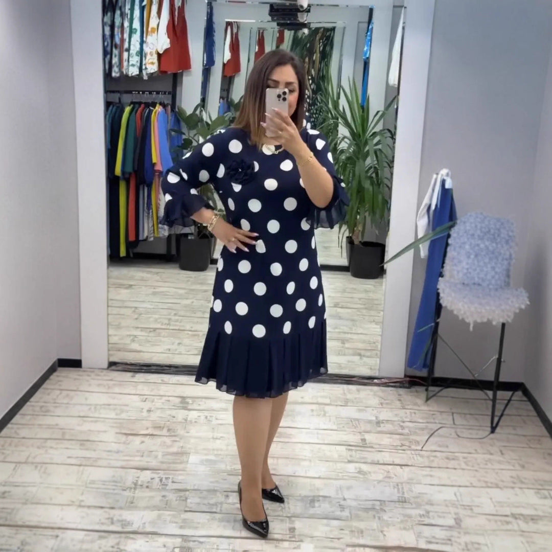 Palerine™ | Pleated Polka Dot Dress