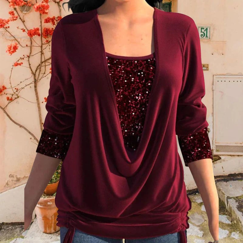 DELFINA I ELEGANT BLOUSE WITH SEQUINS