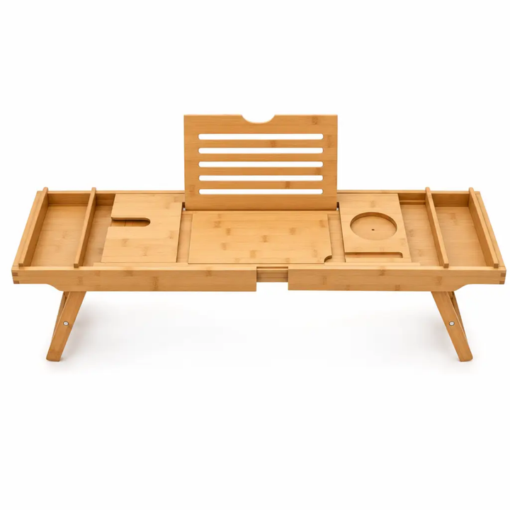 BowLift | Expandable Bamboo Bathtub/ Caddy Tray with Stands