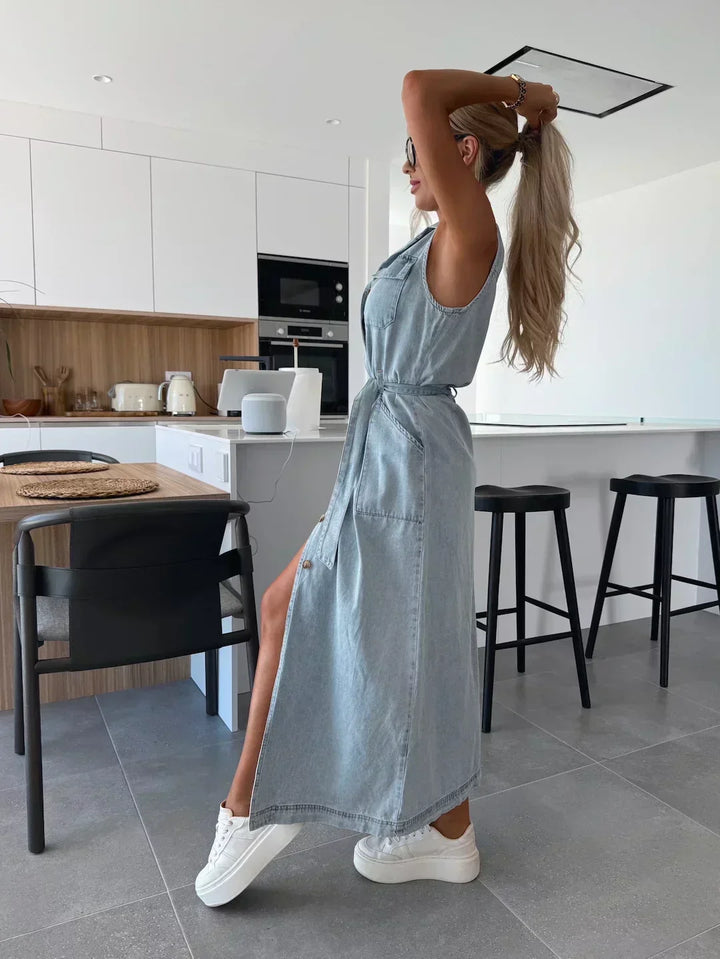 Maxi Denim Dress - Fluid and Timeless Cut