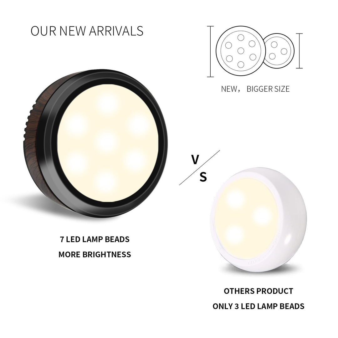 Azura | Leastyle Remote Control Led Puck Light, dimmable battery-operated Under Cabinet Light - 6 Pack Natural White