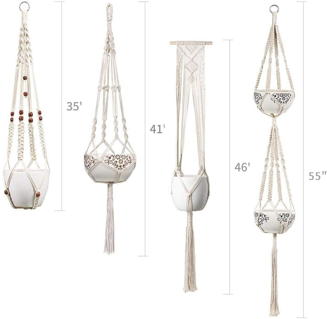 BowLift | 4-piece handmade Boho macrame plant hanger set