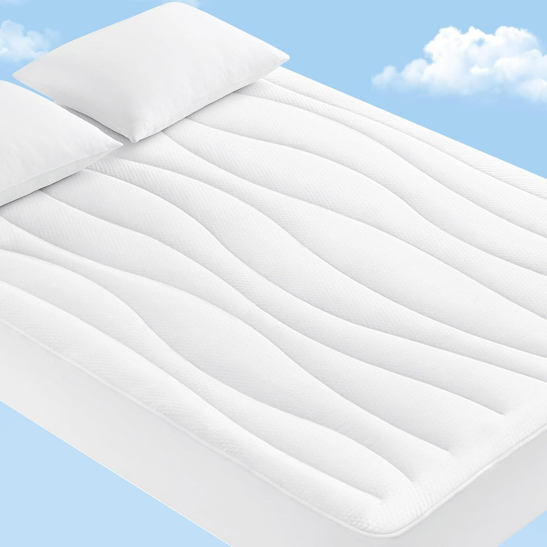 Cooling Mattress Pad King, Upgraded 3.0 + PCM Cooling Washable Mattress Protector for Hot Sleepers, White | Azura