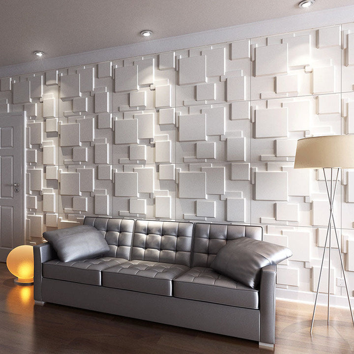 Azura | Square Interior Wall Cladding Peel and Stick Texture Effect Wall Cladding