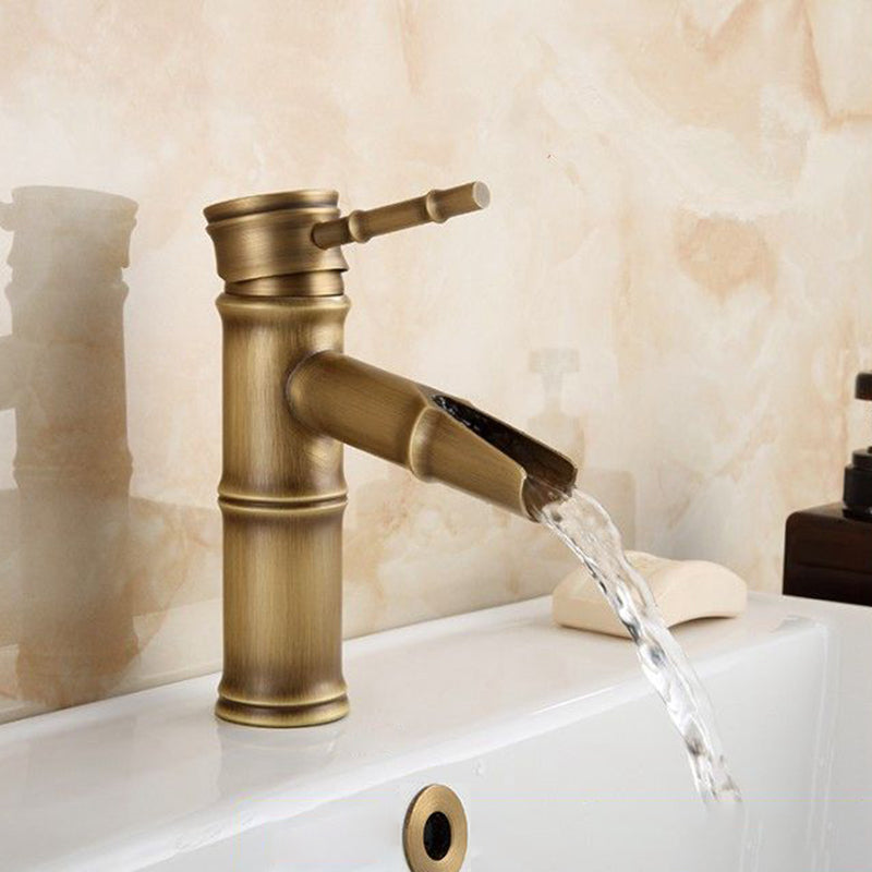 Azura | Farmhouse Brass Bathroom Faucet With Lever Handle Single Hole Sink Faucet