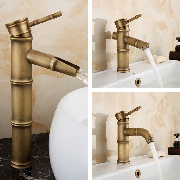 Azura | Farmhouse Brass Bathroom Faucet With Lever Handle Single Hole Sink Faucet