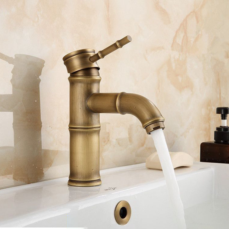 Azura | Farmhouse Brass Bathroom Faucet With Lever Handle Single Hole Sink Faucet