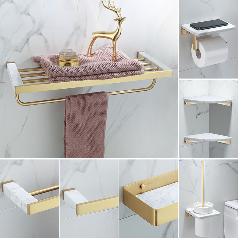Azura | Polished Brass Bathroom Accessory Set Marble Bathroom Hardware