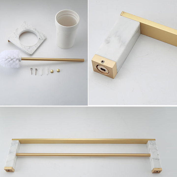 Azura | Polished Brass Bathroom Accessory Set Marble Bathroom Hardware