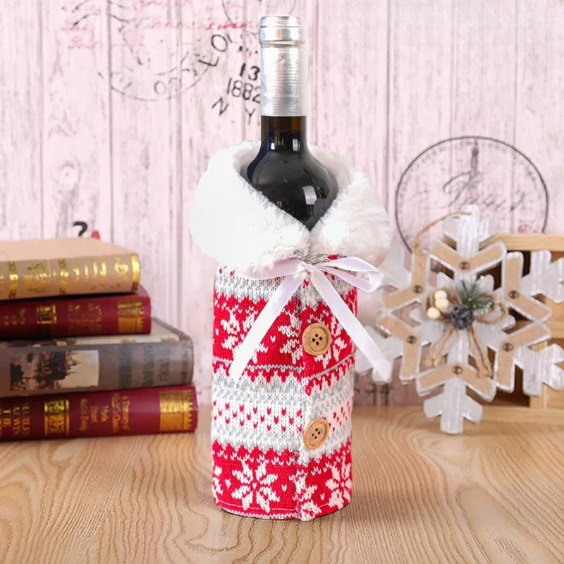 Christmas bottle cover with fur collar – festive cover for wine bottles, gnome decoration for Christmas, perfect as gift wrapping | Azura