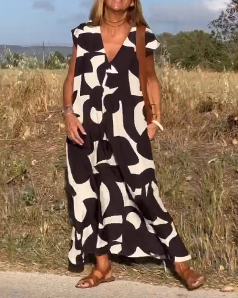 Sarinya - Printed Dress With V-Neck
