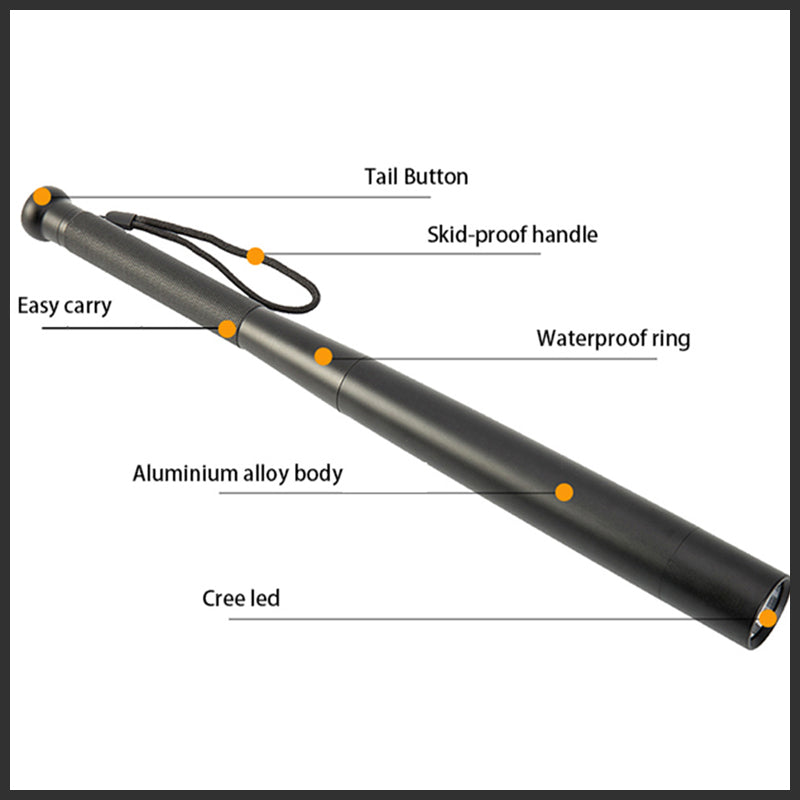 Azura | Baseball Bat Shaped LED Flashlight | Aluminum Alloy, 3 Lighting Modes | Emergency & Utility Use