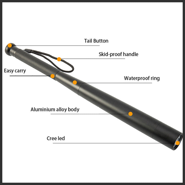 Azura | Baseball Bat Shaped LED Flashlight | Aluminum Alloy, 3 Lighting Modes | Emergency & Utility Use